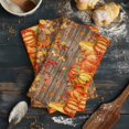 thumbnail image 6 of Thanksgiving Pumpkin Kitchen Towels Set of 4, Water Absorbent Dish Towel, Orange Red Gold Leaf Brown Wood Decorative Hand Towels - Quick Drying Cloth for Cooking Baking, 18x28 Inch, 6 of 8
