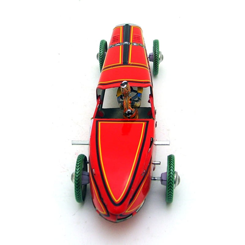 Red Vosarea Vintage Racing Car Model Retro Wind Up Clockwork Tin Toy Collectible Gift for Home Store Ornament