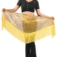 thumbnail image 3 of QHFBli Women's Sparkly Fringed Wrap Skirt, Tie Side Sequins Tassel Scarf Waist Towel for Belly Dance Festival Rave Party, 3 of 6
