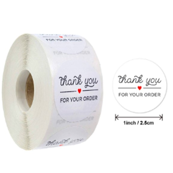 CCOCC 500 Pcs Thank You Stickers,Adhesive Thank You Stickers Small Business,Sticker Labels for DIY Gift Packaging Stationery,Heart 1"