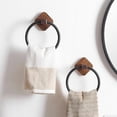 thumbnail image 2 of Towel Ring, 180° Swivel Hand Towel Holder Vintage Towel Ring Self Adhesive Towel Rail Wall Mounted Aluminum+Wood Towel Rings for Bathrooms Anti-Rust Towel Hanger, Easy to Install, 2 of 5