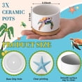 thumbnail image 2 of Maceta de cerámica para regalo con diseño de tortuga marina y bandeja de bambú, 3 unidades, 2 of 6