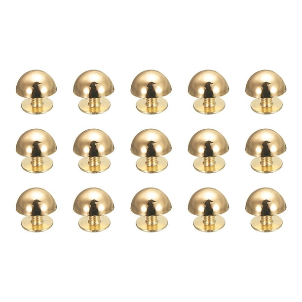 Uxcell 15 Pcs Remaches Redondos, Remaches Decorativos de Metal de 10mm, Dorado