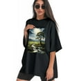 thumbnail image 3 of Plus Size Shirt for Women Black Tops for Women Short Sleeves Shirt for Women Landscape T Shirt Oversized Shirt for Women S, 3 of 5