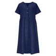 thumbnail image 4 of Edvintorg Women's Casual Summer Midi Dress Short Sleeve V-Neck Button Down Dresses Vacation Clothes for Women, 4 of 7