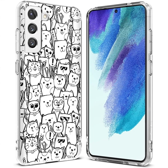 TalkingCase Slim Case Compatible for Samsung Galaxy S21 FE 5G (Fan Edition), Comic Cat Print, Lightweight, Flexible, Soft, USA