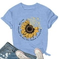 thumbnail image 4 of Lkhaha Tops for Women Sunflower Letter Graphic Short Sleeve Summer Casual Crew Neck Lightweight Outfits Clothes 2026 Light Blue M, 4 of 4