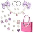 thumbnail image 1 of Charm Set SANUIU Purple Bow Pearl Accessories for Tote, 1 of 8