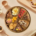 thumbnail image 4 of Modular Round Serving Platter Wood Tray with 8 Detachable Compartments for Fruits Nuts Meats Dips Snack Storage Party Appetizer Dessert Home Decor Kitchen Living Room Coffee Table, 4 of 5