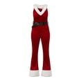 thumbnail image 4 of No Boundaries Sleeveless V-Neck Santa Jumpsuit, Women's and Women's Plus, 4 of 4
