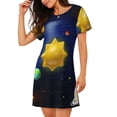 thumbnail image 2 of Fotbe Solar System Pattern Women's Cotton Nightgown Sleepwear Short Sleeves Shirt Casual Print Sleepdress, 2 of 6