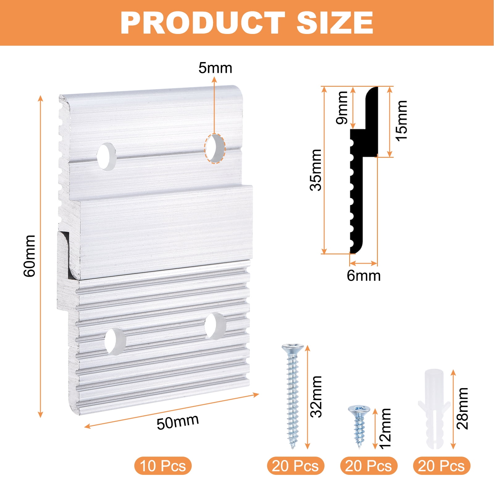 10 Pairs French Cleat Picture Hanger 2" Aluminum Z Clip Supports 30lbs, Interlocking Wall Mounting Bracket