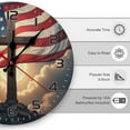 thumbnail image 3 of Cross American Flag Sunrise Wall Clock 10 Inch Silent Non Ticking Round Wooden Clock Decoration for Living Room Kitchen Bedroom Bathroom Office Classroom, 3 of 9