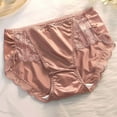 thumbnail image 2 of Diufon Womens Panties Elastic Midi Waist Full Coverage Underpants Solid Color Lace Patchwark Briefs, 2 of 3