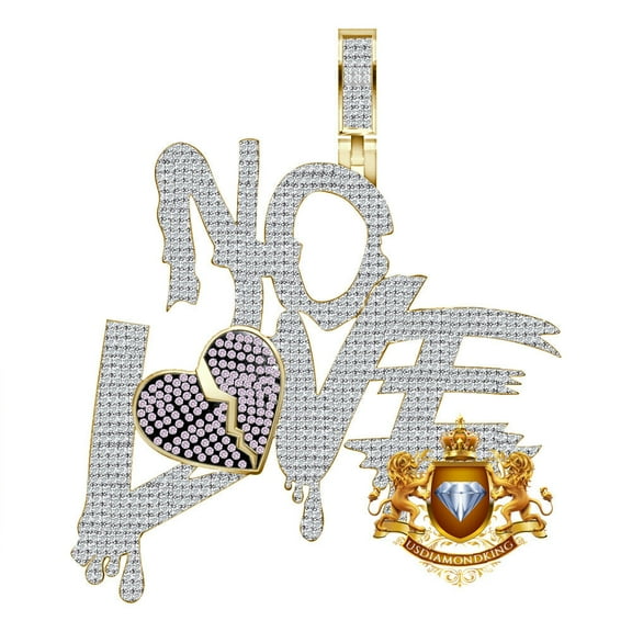 Real 3.00 Cwt. MOISSANITE Diamond Broken Split Heart ''No Love'' Pendant Charm