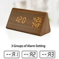 thumbnail image 4 of Reloj despertador de madera (luz blanca), reloj despertador digital LED de madera, reloj de escritorio digital de madera con pantalla de hora y temperatura, control de sonido y brillo ajustable., 4 of 5