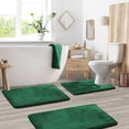 thumbnail image 1 of Set of 3 Clara Clark Bath Mat Bathroom Rug - Absorbent Memory Foam Bath Rugs - Non-Slip, Thick, Cozy Velvet Feel Microfiber Bathrug - Hunter Green - Large 20"x32" - Small 17"x24" - Contour 24"x20", 1 of 6