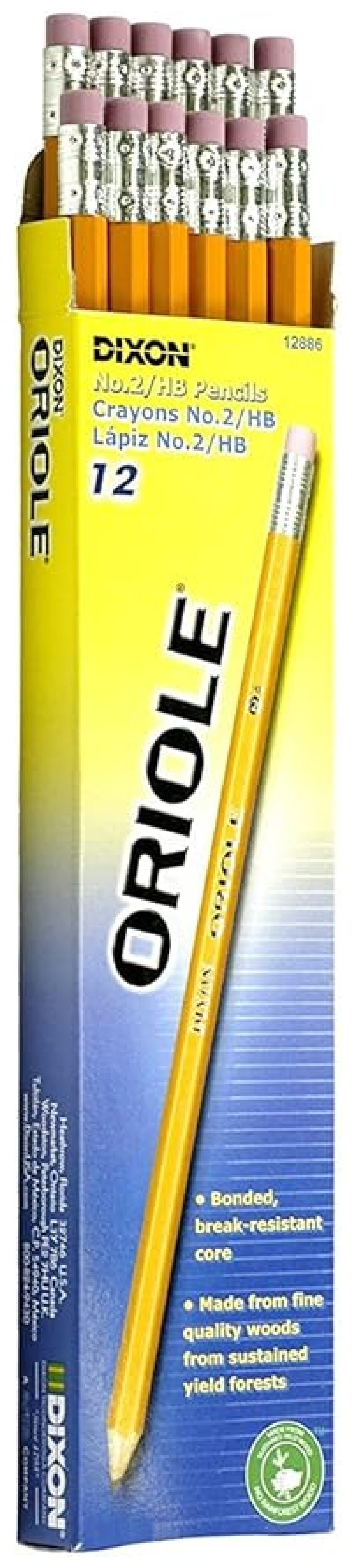 Oriole #2 Soft Pencils, Pre-Sharpened, Wood-Cased, Black , Box of 12, Yellow (12886) - Pack of 6