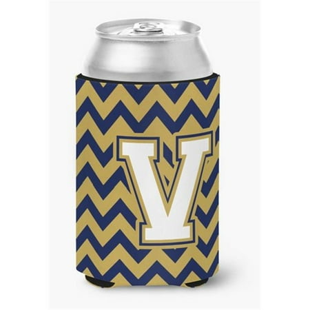 

Letter V Chevron Navy Blue & Gold Can or Bottle Hugger