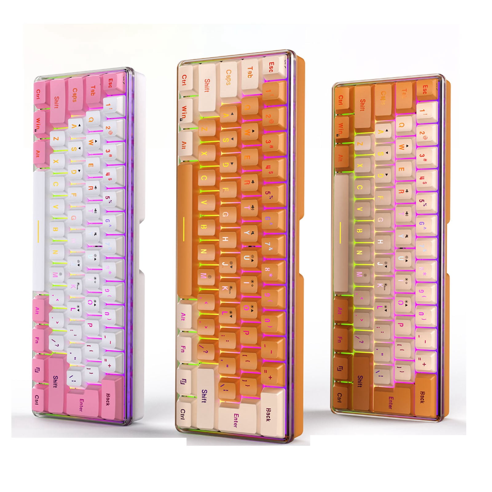 60% Wired Gaming Keyboard Mini Keyboard Imitated Mechanical Technique Compact 61 Keys Keyboard for Gamer Typist Pink White