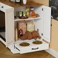 thumbnail image 3 of Dog Crate Furniture, Dog Kennel Wooden with Double Doors, Furniture for Dog Crate with 2 Drawers and Food Storage Cabinet, Indoor Furniture Style Dog Crate, Farmhouse Modern, White, 3 of 6