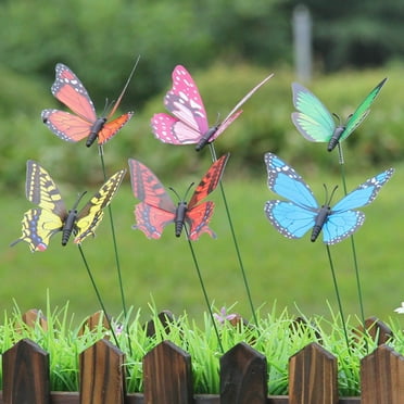 12 Pack Butterfly Metal Decorative Garden Stakes - 11.4Inch Shaking Yard Art and Rustproof Metal Flowers for Indoor and Outdoor Decor - Perfect for Patio and Lawn Ornaments