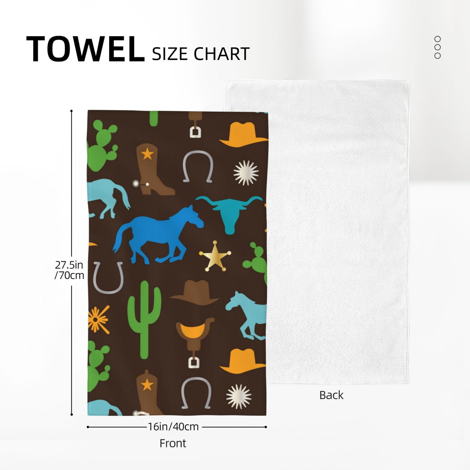 Cowboy Western West Horse Cactus 27.5" x 16" Ultra Soft Hand Towel, Face Wash Cloth for Bathroom, Gym, Travel, Pool