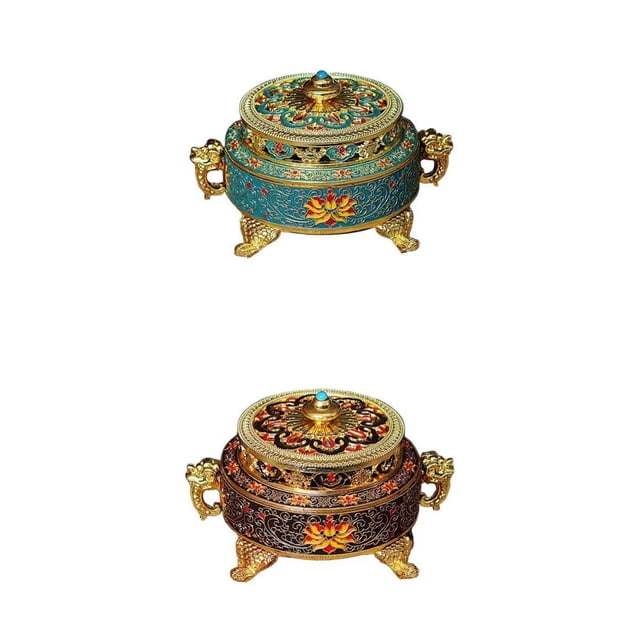 Soporte de Quemador de 2xTibet Contenedor de Quemador de de Aleación de Cobre Pintado