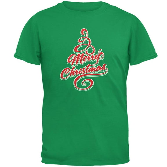 Merry Christmas Tree Mens T Shirt Irish Green LG