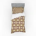 thumbnail image 1 of Geometric Duvet Cover Set, Oriental Style Geometric Pattern with Floral Leaves Heart Shapes, Bedding Set with Shams and Fitted Sheet, 3 Sizes, by Ambesonne, 1 of 3