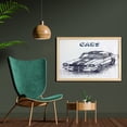 thumbnail image 2 of Black and White Wall Art with Frame, Grunge Style Old Nostalgic Sports Car Theme Speed Vehicle Manly Design, Printed Fabric Poster for Bathroom Living Room, 35" x 23", Black White, by Ambesonne, 2 of 2