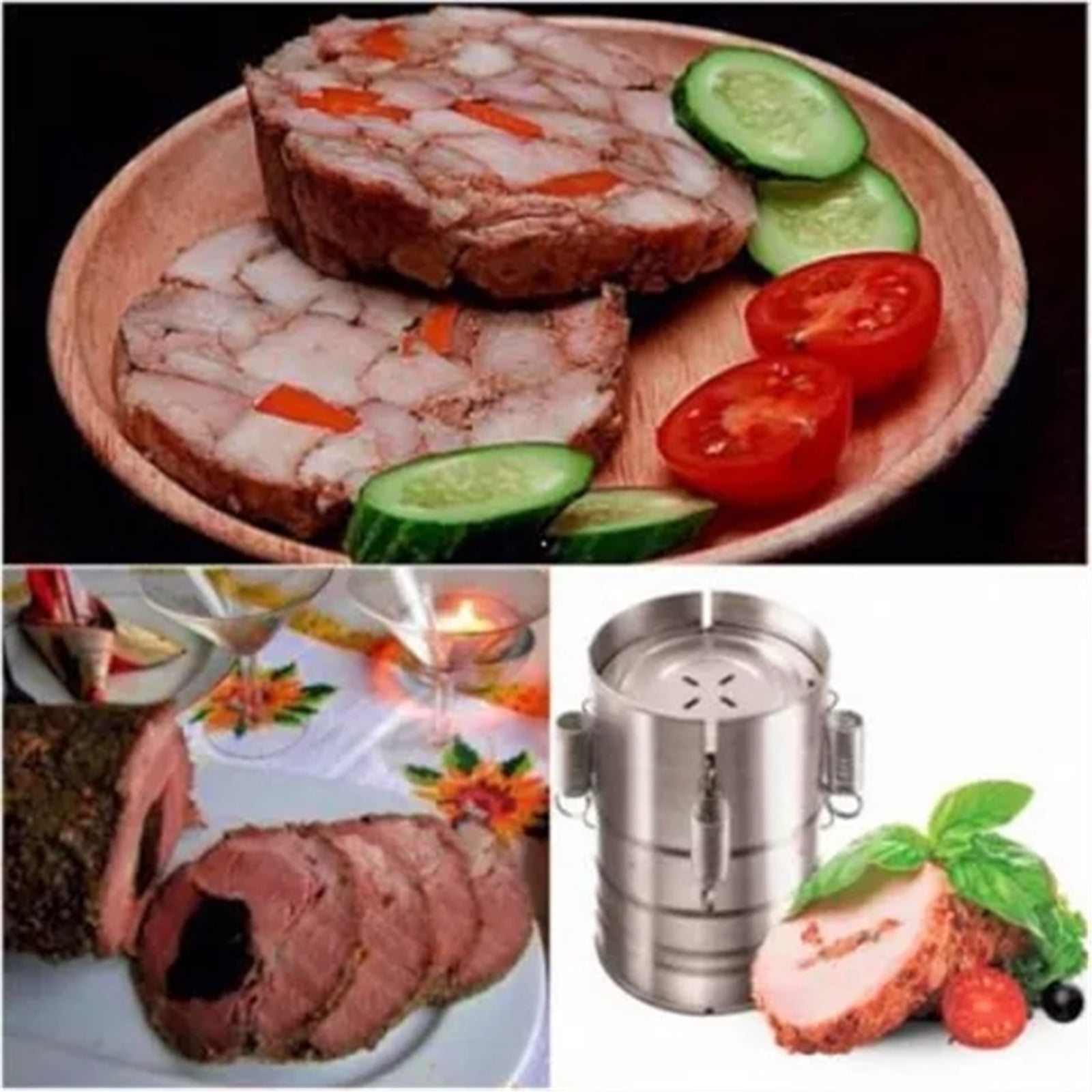 Colcolo Stainless Steel Ham Sandwich Meat Press Maker for Homemade Meat Cooking Barrel with Kitchen Meat, Size: 11x10x18cm, Silver