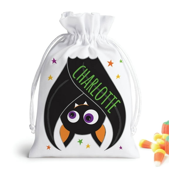 Personalized Halloween Bat Drawstring Gift Pouch