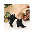 thumbnail image 6 of BLISSFUL STEP Women's Round Toe Block Heels Ankle Booties, 6 of 7