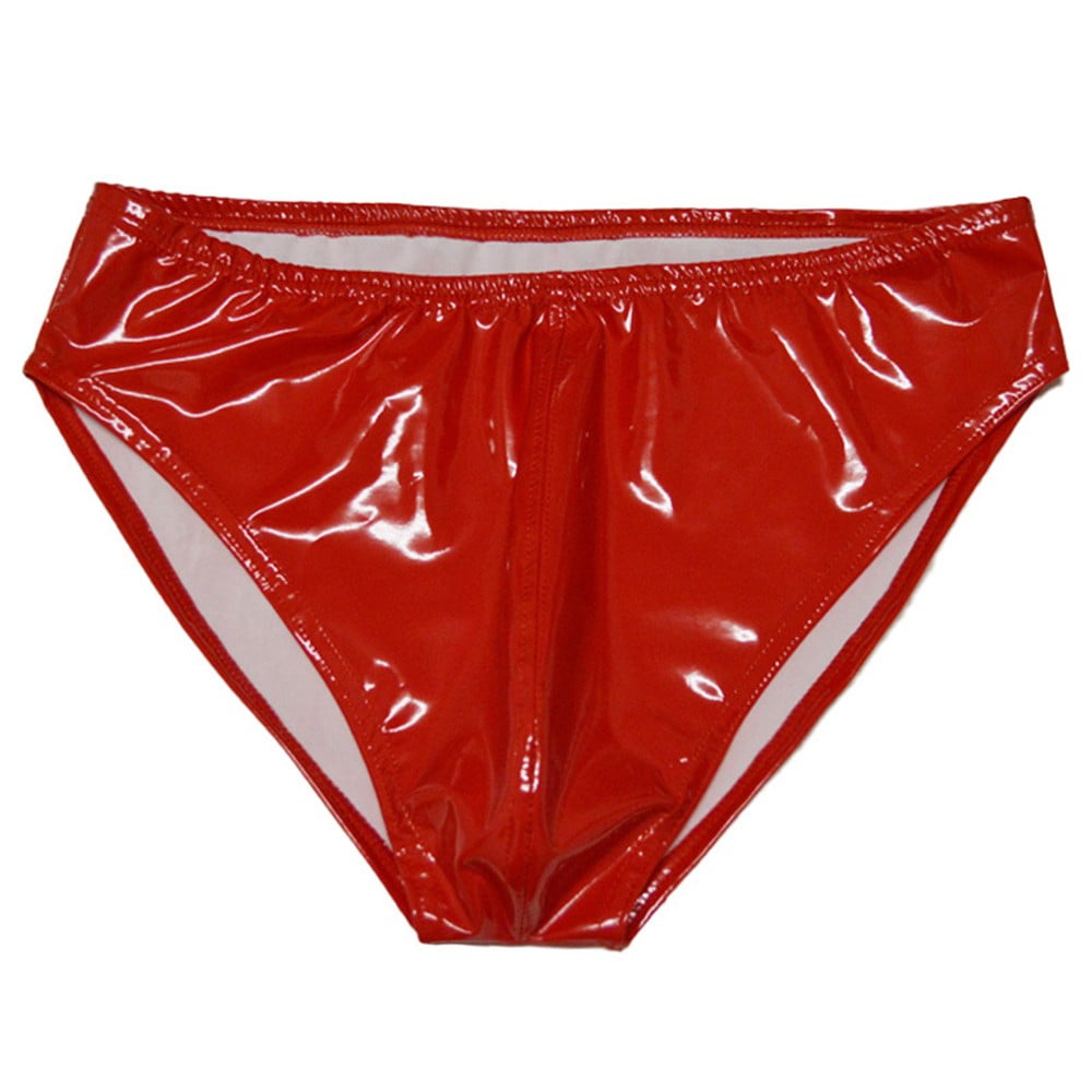 ALSLIAO Men Shiny Latex Briefs Glossy Thong Panty Low Waist Cosy Wet ...