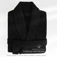 thumbnail image 2 of 100% Cotton Turkish Bathrobes, Soft Absorbent Lightweight Men Robes, Medium, Black, 2 of 9