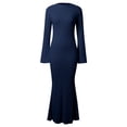 thumbnail image 5 of Maxi Dress for Women Women's Stylish Casual Bodycon Dress with Long Sleeves and Crew Neck Solid Color Slim Fit Tunic Blue L, 5 of 5