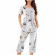 thumbnail image 1 of Sexy Pijama Conjunto para las Mujeres, Cuello Redondo Blusa de Manga Corta Y Pantalones, Traje de Moda Casual, 1 of 9