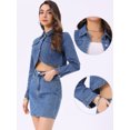 thumbnail image 2 of DARING DIVA Women's Denim Jacket Collared Long Sleeve Crop Jean Jackets M Blue, 2 of 6