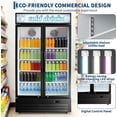 thumbnail image 3 of 34.8 Cu.ft Commercial Beverage Fridge, Double Glass Door Display Refrigerator with Adjustable Shelves, Customizable LED Lightbox & Frost-Free System, Beverage Cooler for Restaurant Bar Store, Black, 3 of 8