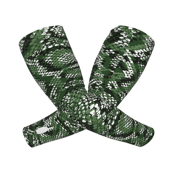 Picia Green Snakeskin Arm Sleeves for Men and Women - Tattoo Cover Up UPF 50  Cooling Sports Sleeve for Basketball Golf Football-One Size