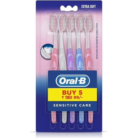 Oral-B Sensitive & Gums Toothbrush, Extra Soft (Pack of 5)