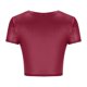 thumbnail image 5 of Mujeres Manga Corta Tops Casual Nuevo Cuello Redondo Imitación Cuero de Manga Corta Top, 95% Poliéster 5% Camiseta de Spandex, Lavado a Mano Hogar Desgaste, 5 of 8