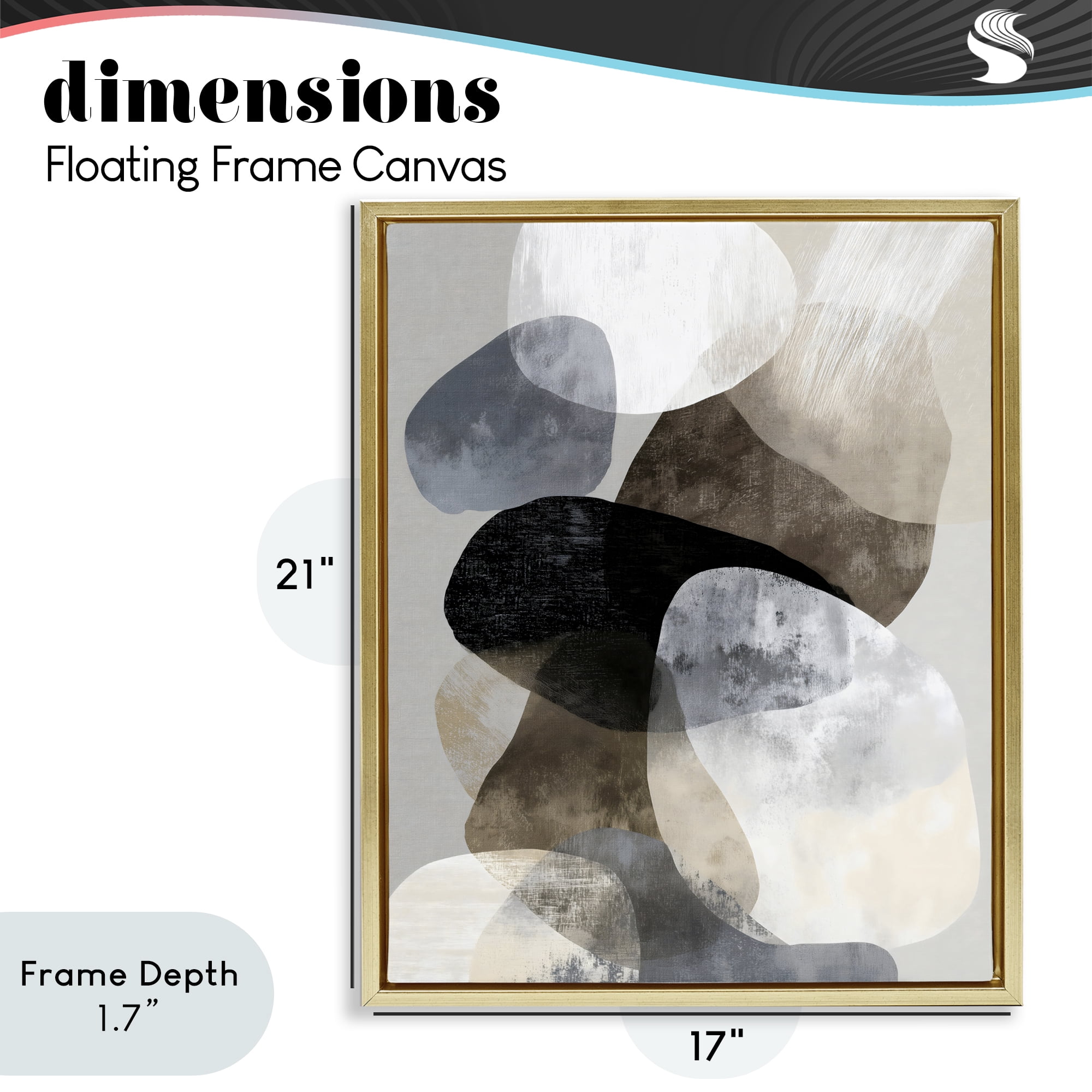 Stupell Industries Thoughts In Muted Layers Gold Framed Floater Canvas Wall Art, design by Ink Drop Loft