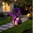 thumbnail image 3 of Brixlen Purple Solar Wrought Iron Bee Hanging Light, Waterproof LED Garden Ornament Lamp, Solar Powered Hanging Decor for Yard Patio Porch Tree Outdoor Decorations, 3 of 4