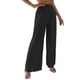 thumbnail image 2 of Pantalones de pierna ancha para mujer, cintura alta, informales, sueltos, plisados, drapeados, pantalones largos de pierna ancha para citas en la oficina, salidas nocturnas diarias, Negro XL, 2 of 6