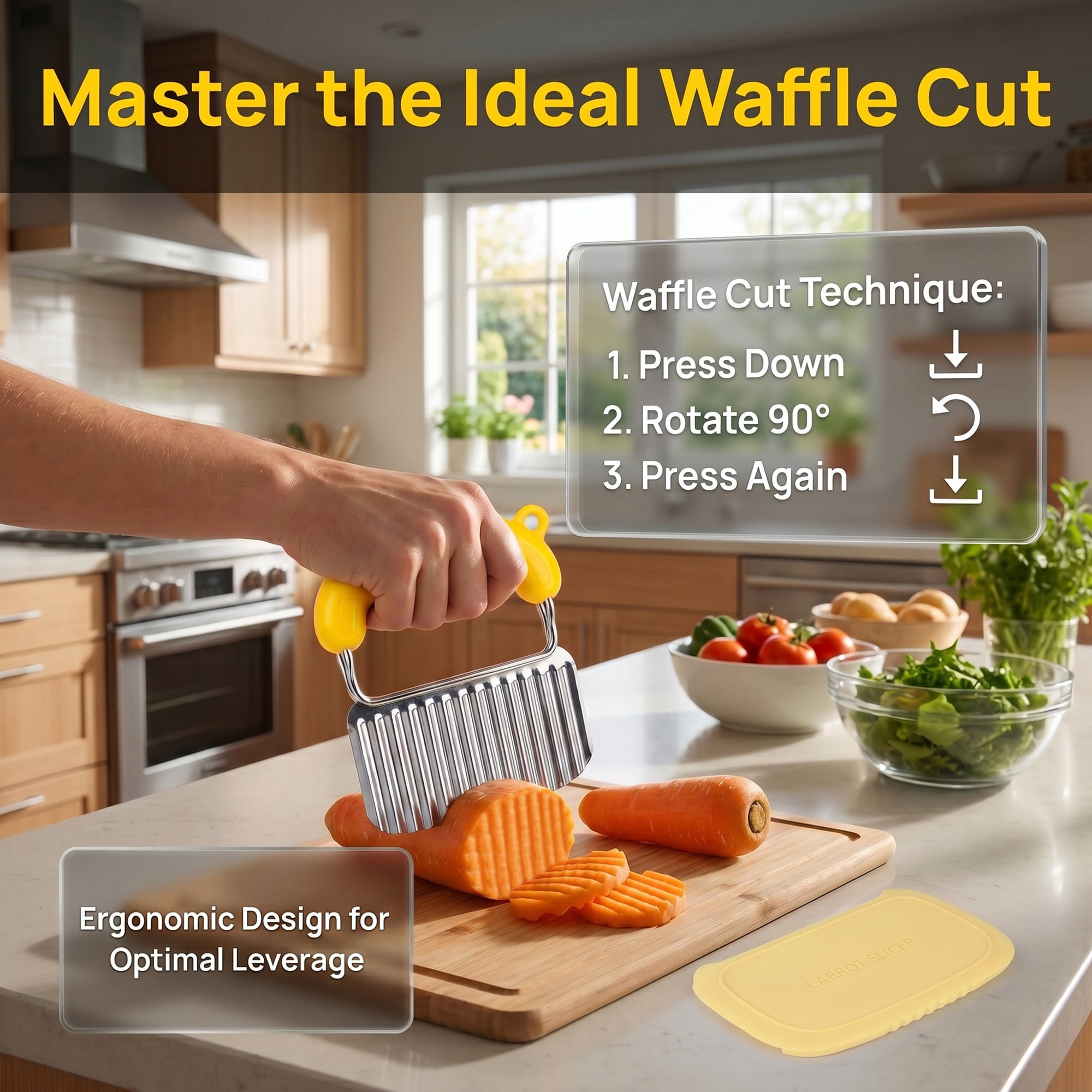 Unique Bargains Effective Mandoline Cutter Perfect for Tomato & Potato Yellow 5.4"x4.3"