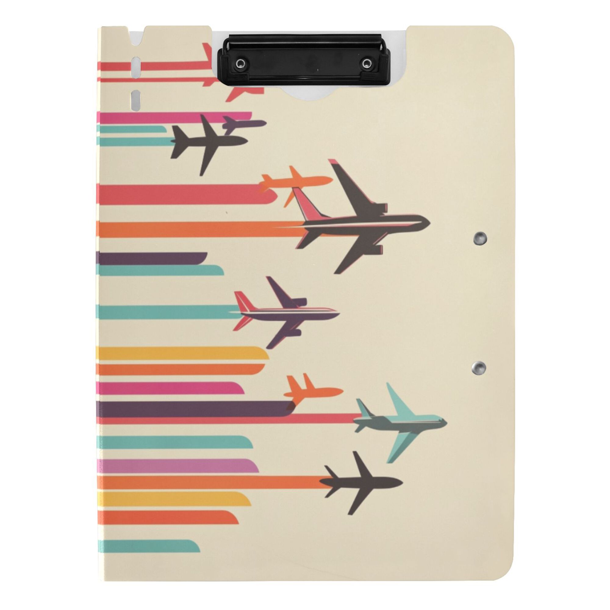 FORMRS A4 Clipboard Folder with Pen Holder Horizontal Foldable School Office Binder, Flying Planes
