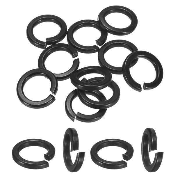 Uxcell Paquete de 20 Arandelas de Bloqueo de Resorte, Gasket Elástico de Acero Inoxidable M18 con Recubrimiento Negro Electrochapado