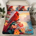 thumbnail image 2 of Feelyou Kawaii Robin Bird Bed Sheets for Teen, Dreamy Cherry Blossoms King Sheets, Farmhouse Lake Sheet Set, Breathable Home Decor, 4-Piece, 2 of 7